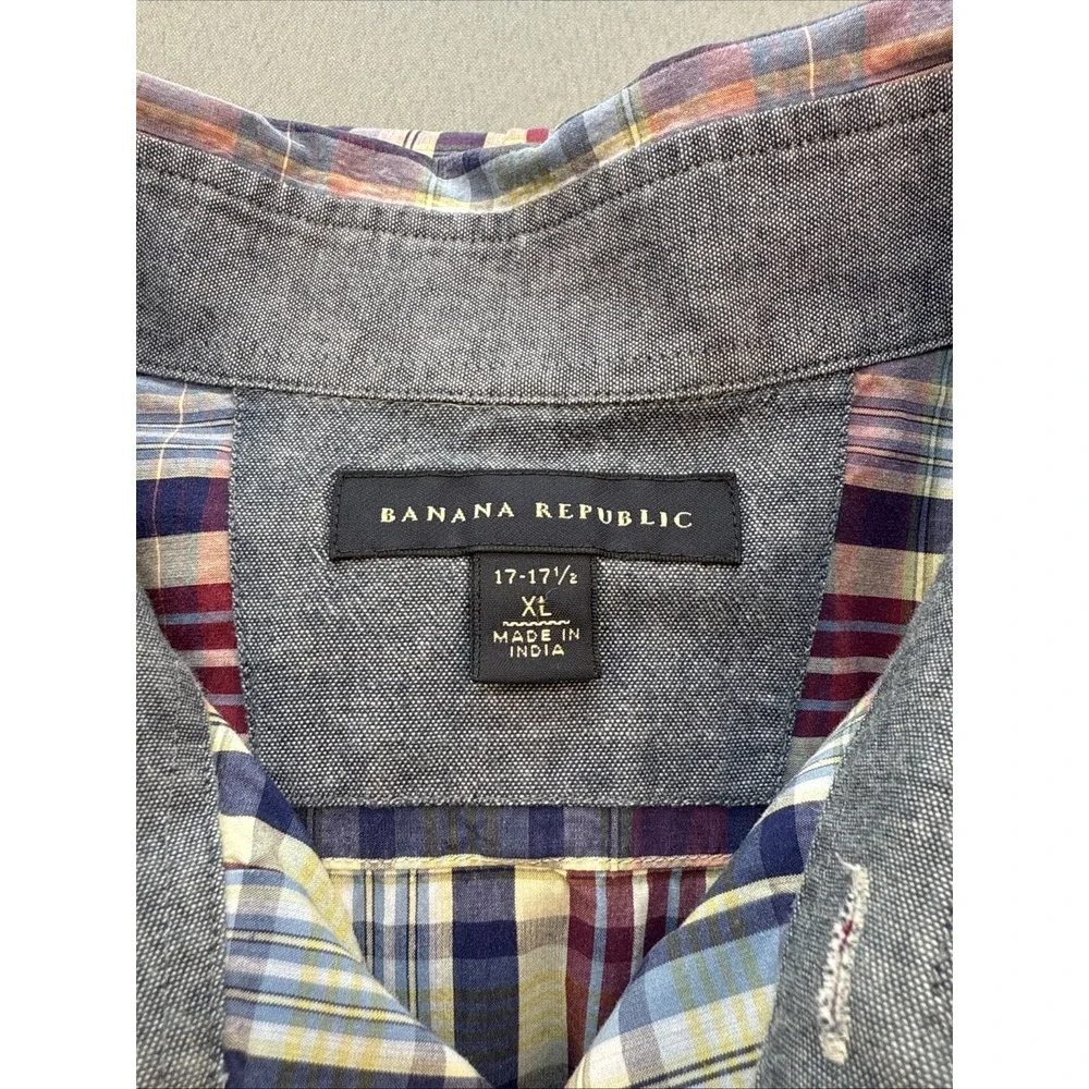 Banana Republic Men's Shirt Sz XL 17/17.5 Long Sleeve‎ Button Down Plaid